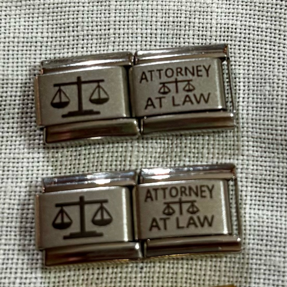 Y2K Italian Bracelet Uberry Silver “Attorney at Law” Charms 3pairs avail NWOT